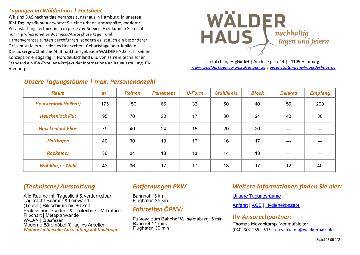 Factsheet Seminarräume Wälderhaus